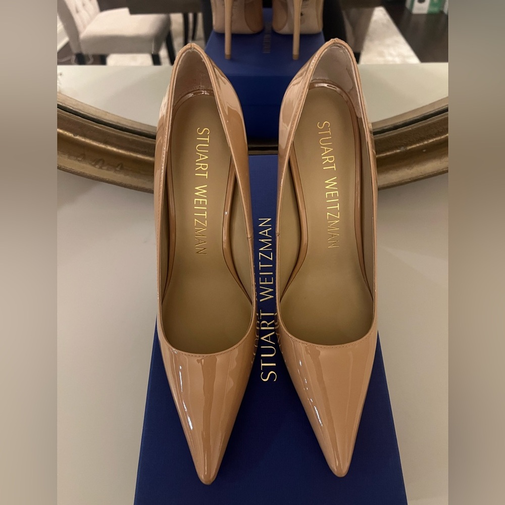 Stuart Weitzman Nude Patent Leather Heels